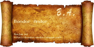 Bondor Andor névjegykártya