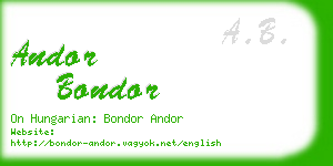 andor bondor business card